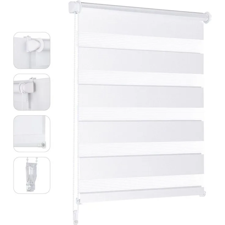 Doppelrollo Duo Rollo Klemmfix ohne Bohren für Fenster Rollos Jalousie Faltrollo, Sekey, freihängend, Klemmträger, Montage mit oder ohne Bohren möglich