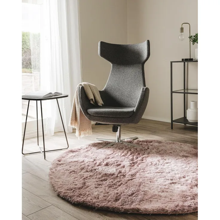 benuta Teppich Whisper, rund, Höhe: 31 mm, Hochflorteppich Wohnzimmer, Schlafzimmer, Esszimmer, Flur, Weich