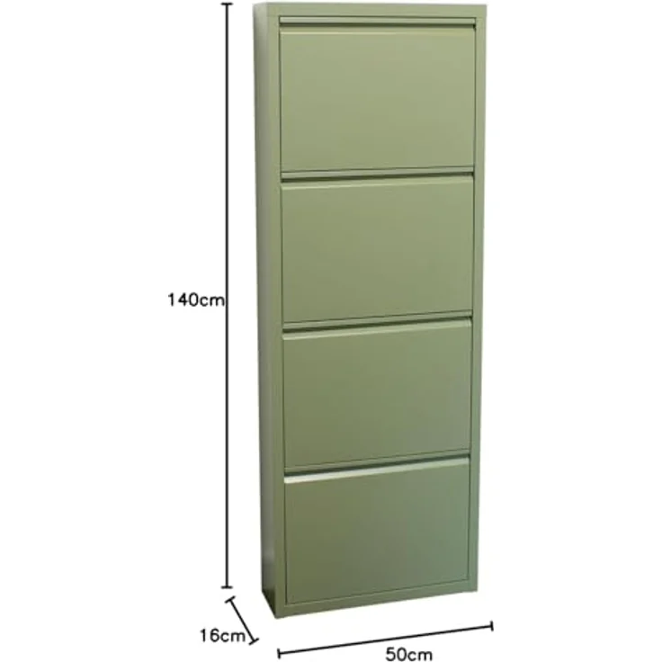 ebuy24 Pisa Schuhkipper, Metall, grün, 50x140x16 cm, mit 4 Klappen, Garderobe und Schuhaufbewahrung – Bild 3