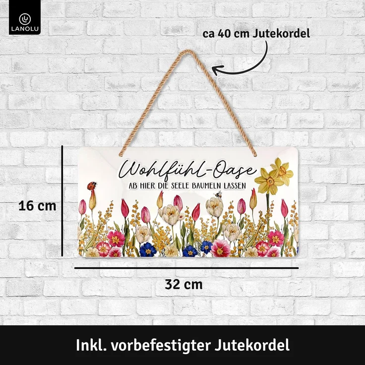 LANOLU Blechschild Wohlfühloase - 16x32cm – Metall – Mehrfarbig – 16103 – Bild 5