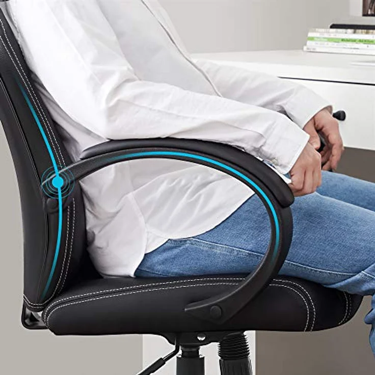 Songmics Racing Stuhl Bürostuhl Gaming Stuhl Chefsessel Drehstuhl PU, schwarz, OBG56B – Bild 7