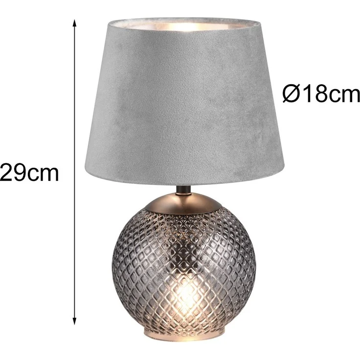 TRIO Leuchten Schreibtischlampe JONNA, Tischlampe mit beleuchtetem Glasfuß und Samt Schirm exkl 2xE14, Ein-/Ausschalter, Leuchtmittel wechselbar, warmweiß - kaltweiß, Leuchtmittel wechselbar max 10W, Schnurschalter Höhe 29cm Ø 18cm – Bild 4