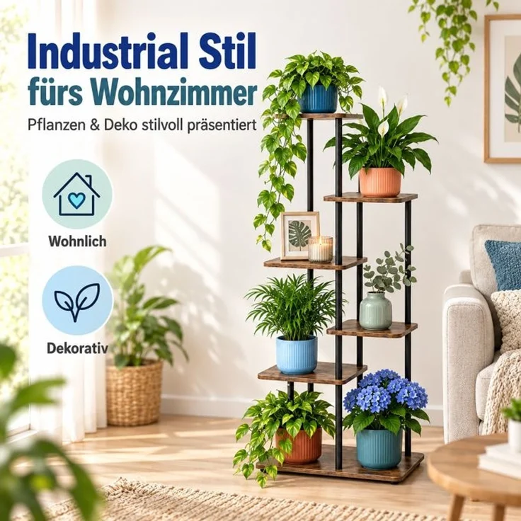 Relaxdays Pflanzenständer Industrial Design – Bild 2