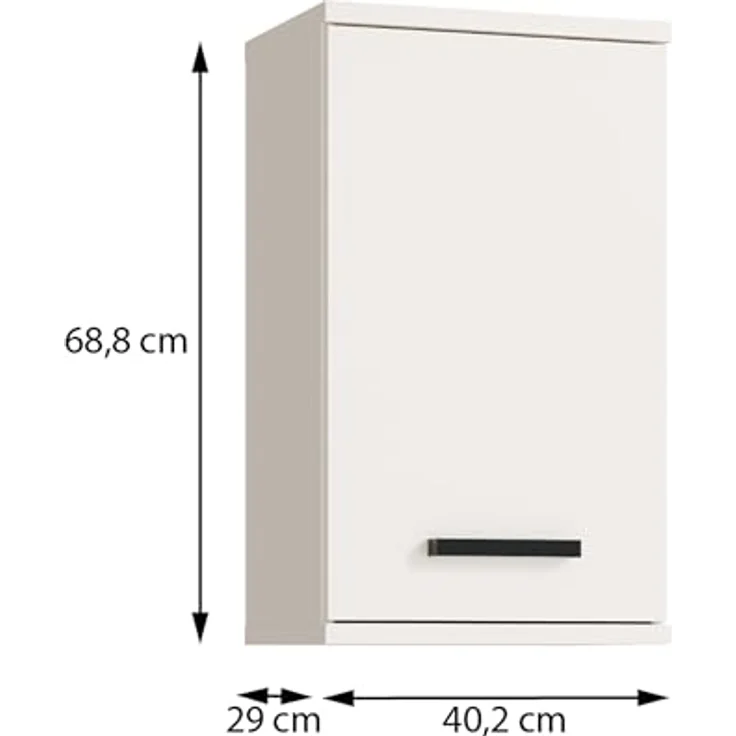 Forte VERIS Hängeschrank 40, moderner Badezimmerschrank, 1-türig, Kontrastgriff, Wandmontage, Holzwerkstoff, Kaschmir Beige, 40,2 cm breit x 68,8 cm hoch x 29 cm tief – Bild 6