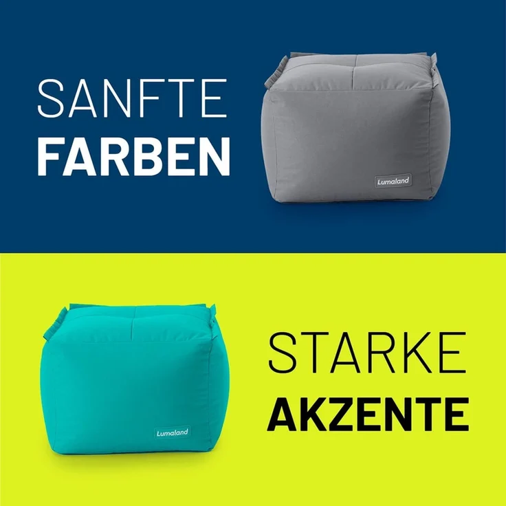 Lumaland Sitzsack-Sofa, Polyester, Pouf, Türkis, 40 x 54 x 54 cm – Bild 8