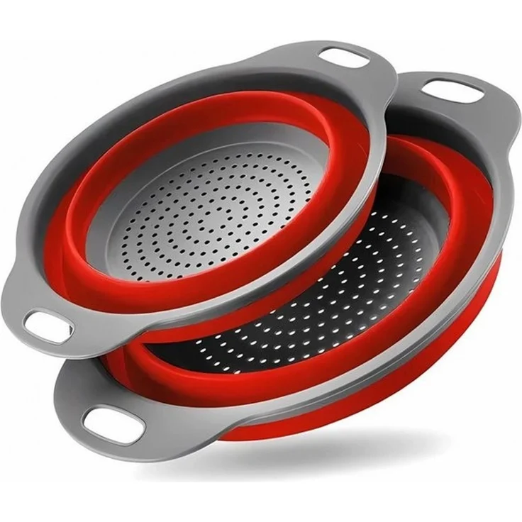 König Design Seiher 2er Set Faltbares Küchensieb Nudelsieb, Silikon / Kunststoff, (Set, 2-St, 2 Größen), Seiher Sieb, Küche Silikon Klappbar Abtropfsieb Nudelsieb – Bild 4