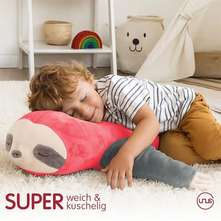 UNUS HOME Seitenschläferkissen Faultier Kissen, 1-tlg, 30 cm, pink, Reisekissen, Nackenkissen Dekoration extrem weich – Bild 4