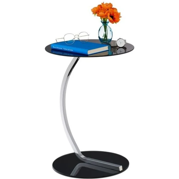 Schwarzer Beistelltisch aus Glas – Bild 1