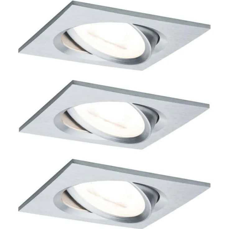 Paulmann No. 93438 LED Einbauleuchte Nova eckig 6,5W GU10 Alu 3er-Set schwenkbar