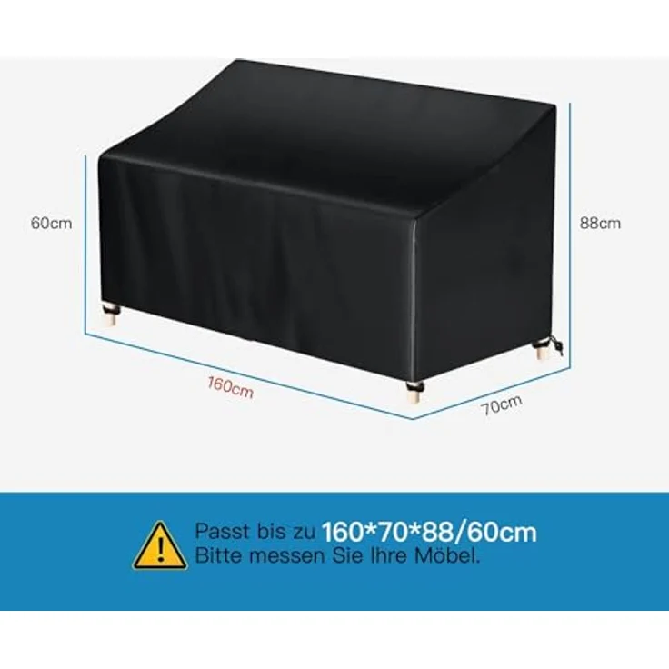 Awnic Gartenbank Abdeckung Hülle für Schutzhülle Abdeckplane Gartenbank Wasserdicht 210D 3 Sitzer 160X70X60/88cm – Bild 3