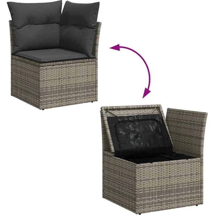 vidaXL Gartensofa-set mit Speicher 4 pcs Grau Poly-Rattan 3354348 – Bild 10