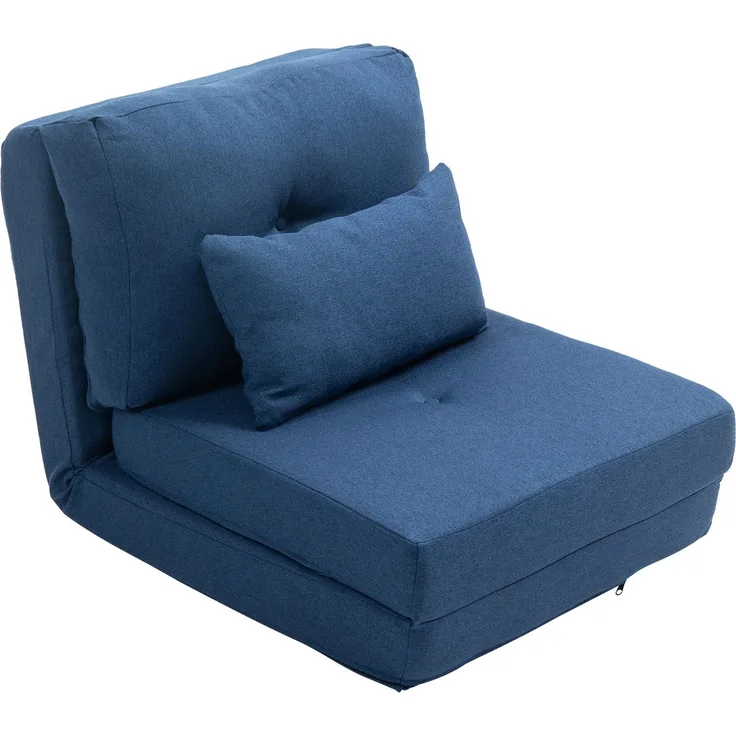 MELAYR, Schlafsofa/Sessel, 1-Sitzer mit 1 Kissen und verstellbarer Rückenlehne, Dunkelblau, 120 x 60 x 25 cm, Blau