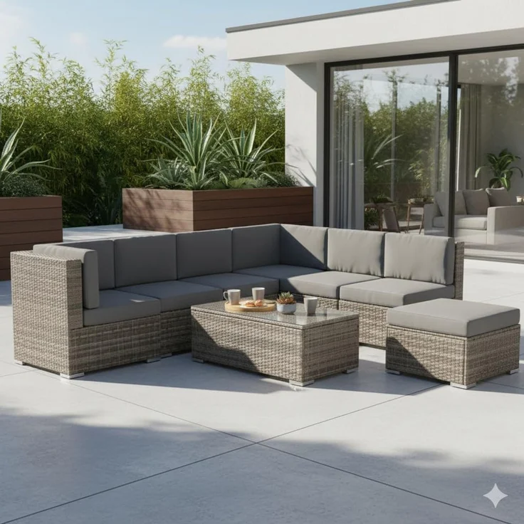 Sitzgruppe Gartenmöbel Lounge Sitzgarnitur Rattan Gartenset Sitzgruppe Terrasse – Bild 8