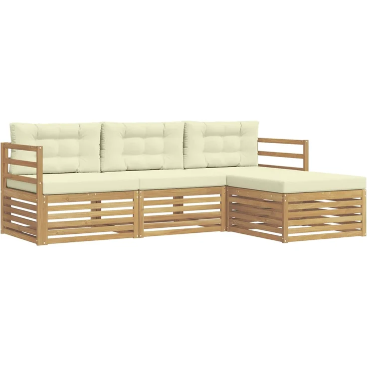 vidaXL Outdoor-Sofagarnitur 4 stk. 4-Sitzer Weiß und Creme Polyester 3390265 – Bild 2