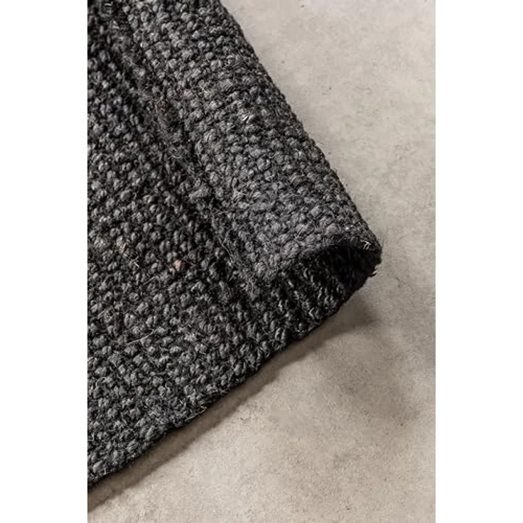 XXXL Flachwebeteppich Bouclé, Schwarz, rechteckig, 60x90 cm, Oeko-Tex® Standard 100, für Fußbodenheizung geeignet, beidseitig verwendbar, pflegeleicht und strapazierfähig – Bild 5