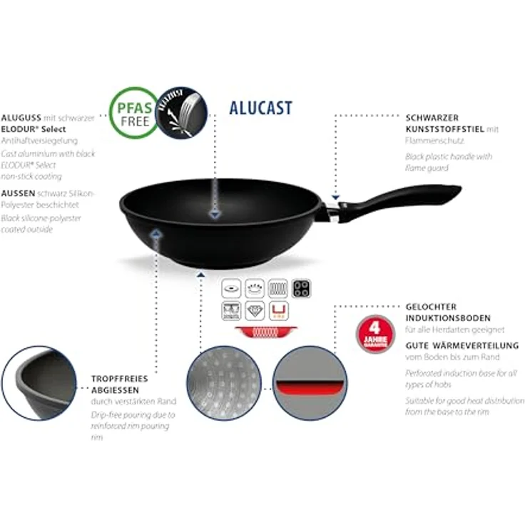 ELO Wokpfanne ALUCAST D 28 cm grau – Bild 8
