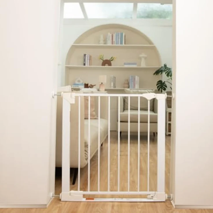 Bettacare Sicherheitsstuffen Haustiergitter, Weiß, 75cm - 82cm, Extra Niedrige Durchgangshöhe, Druckmontage Sicherheitsgitter, Haustiergitter für Treppen, Einfache Installation – Bild 9