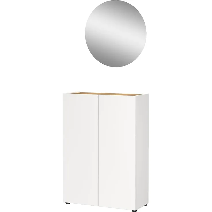 Germania 2-TLG. Garderoben-Set 9050-513 GW-Alviano, in Weiß/Navarra-Eiche-Nb, mit grifflosem Design, 74 x 200 x 33 cm (BxHxT)