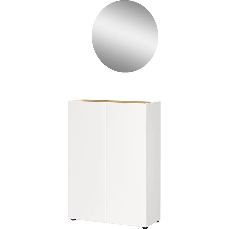 Germania 2-TLG. Garderoben-Set 9050-513 GW-Alviano, in Weiß/Navarra-Eiche-Nb, mit grifflosem Design, 74 x 200 x 33 cm (BxHxT)