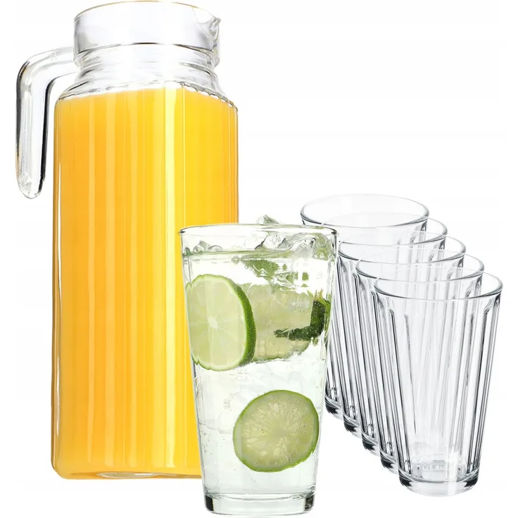 KADAX Krug 1,1 l + 6 Gläser 360 ml für Wassersaft