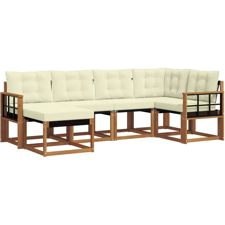 vidaXL Outdoor-Sofagarnitur 6 stk. 6-Sitzer Natur und Creme 3368837 – Bild 2