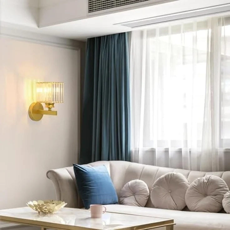 Comely Kristall Wandleuchte für den Innenbereich, Goldene E27 Wandlampe, Kristallwandleuchte Innenwandleuchte für Schlafzimmer, Wohnzimmer, Esszimmer, Flur (ohne Leuchtmittel) – Bild 5