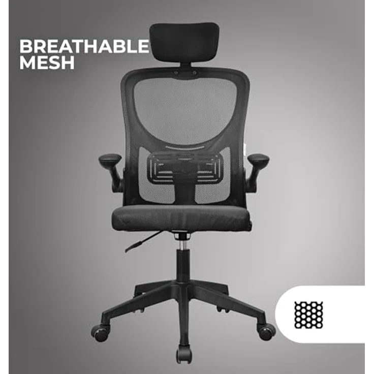 MARSGAMING MGC-ERGOPLUS, Professioneller Ergonomischer Stuhl, Dynamische Lendenwirbelstütze, Atmungsaktives Netz, Höhenverstellbar 115 und 125cm, Klappbare Armlehnen, Verstellbare Kopfstütze, Schwarz – Bild 7