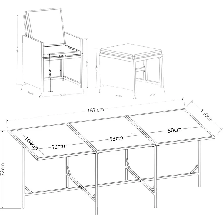 VCM Gartenmöbel-Set Raloso 920530 Braun H. 74 x B. 170 x T. 110 cm – Bild 4