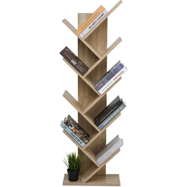 Mondeer Bücherregal in Baumform aus Holz Bücherschrank, Würfelregal exquisites 9 lagiges, einfaches Design und Platzsparen – Bild 2