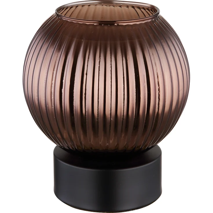 Globo Tischleuchte Zumba, Nachttischlampe in Schwarz mit bronzefarbenem Glas, H 17 cm, E27, 25 W