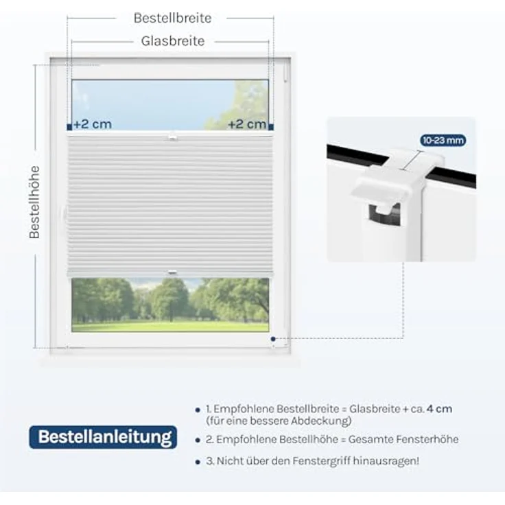 WOLTU Wabenplissee ohne Bohren Verdunklung Thermo Doppelplissee Klemmfix Zweifarbig 60x220 cm Weiß-Weiß, Plissee Faltrollo Sonnen-, Sicht- & Schallschutz, Jalousie Plisseerollo für Fenster & Tür – Bild 8