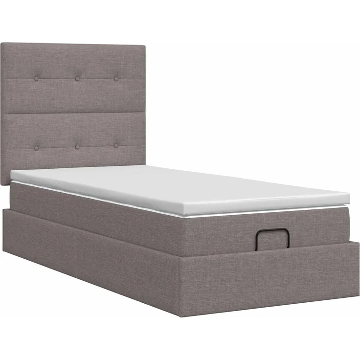 vidaXL Ottoman Bett mit Matratze mit Kopfteil Taupe 90 x 190 cm Stoff 3457456 – Bild 8