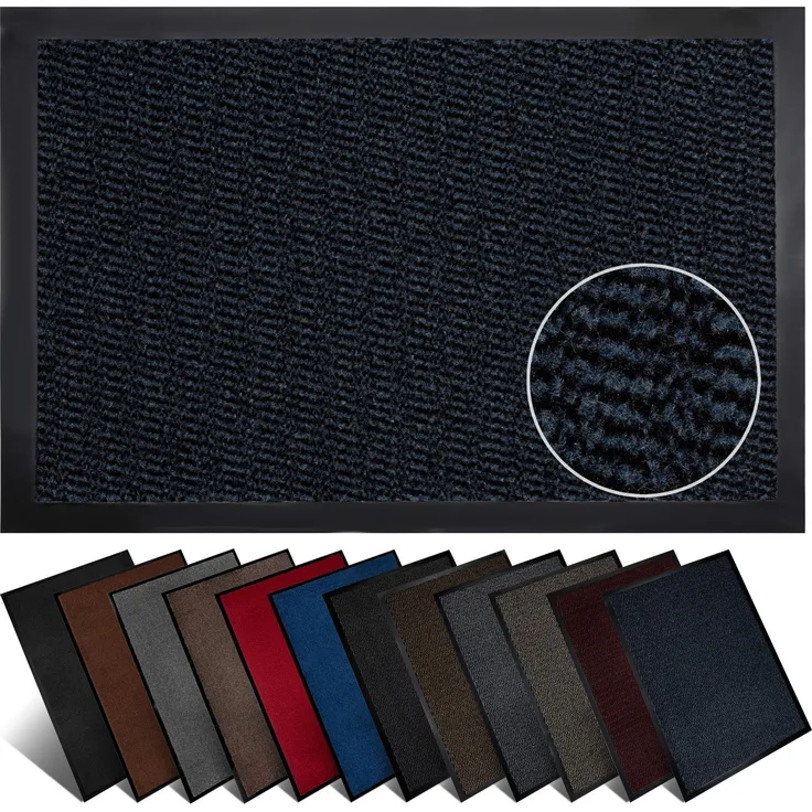 Furni24 Fußmatte - Blau-Schwarz, 40 x 60 cm