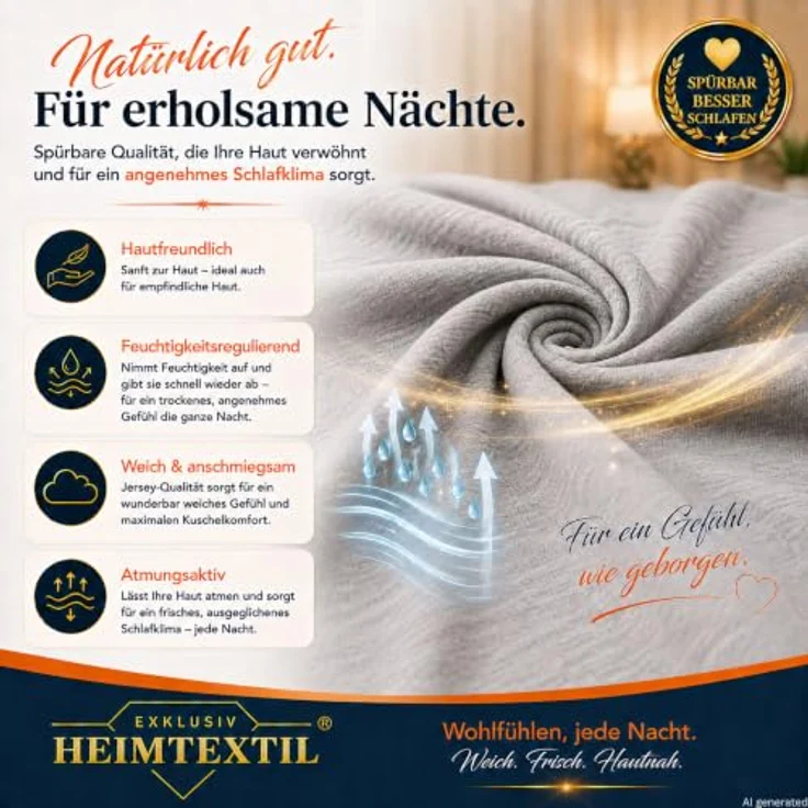 EXKLUSIV HEIMTEXTIL Jersey Spannbettlaken 140 x 200 cm Rot 100% Baumwolle Öko - Tex Zertifiziert Bed-Sheet Bettlaken Spannbetttuch – Bild 5