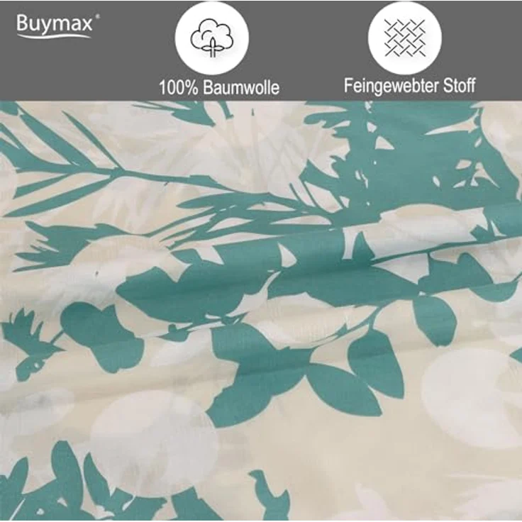 Buymax Bettwäsche, Renforcé: 100% Baumwolle, 2 teilig, Premium 100% Baumwolle Bettbezug-Set 135x200 cm mit Reißverschluss – Bild 4