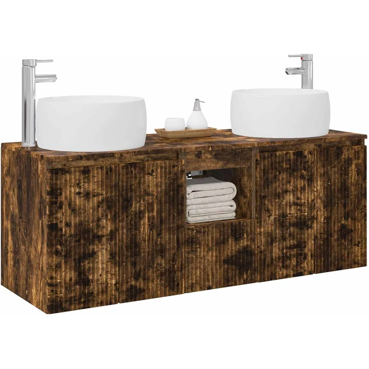 vidaXL Badezimmerschrank-Set 3 stk. Geräucherte Eiche 3405722 – Bild 3