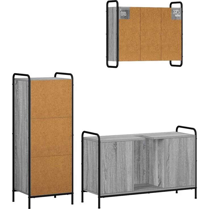 vidaXL Badezimmerschrank-Set 3 stk. Sonoma-Grau 40 x 36 x 109,5 cm 3444540 – Bild 7