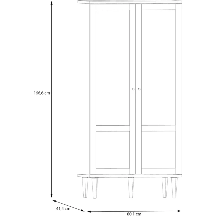 Forte CALASETTA Vitrine 80, Boho-Vitrinenschrank mit Rattangeflecht, 2-türig, Holzwerkstoff, Elegancia Eiche | Technorattan, 80,1 cm breit x 166,6 cm hoch x 41,4 cm tief – Bild 2