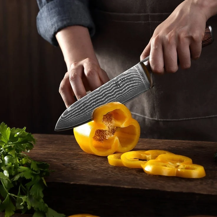 Wakoli Santokumesser EDIB Damast Santoku Messer I 17cm Klinge aus 67 Lagen Damaststahl I, VG10 Kern, 67 Lagen Damaststahl, Pakkaholzgriff, inkl. Geschenkbox – Bild 3