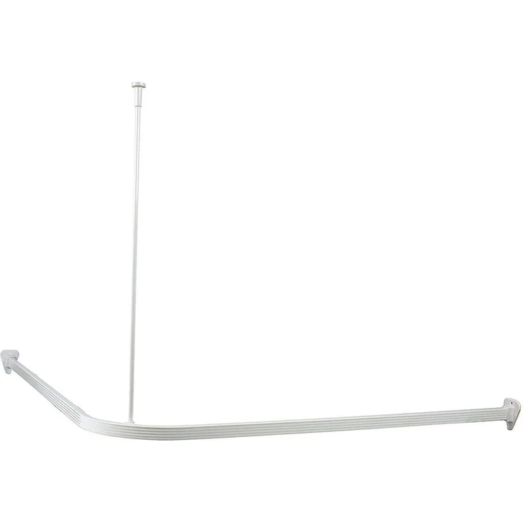 Euroshowers GmbH Duschvorhangstange Proffs Weiß 90 × 90 cm - Kürzbar, 0-läufig, Wand, Schrauben, Aluminium, Inklusive Deckenhalterung 60 cm,verbindungsstücken und 12 Vorhanghaken – Bild 1