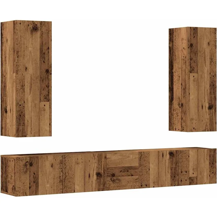 vidaXL 5-tlg. TV-Schrank-Set Wandmontage Altholz-Optik Holzwerkstoff 3329193