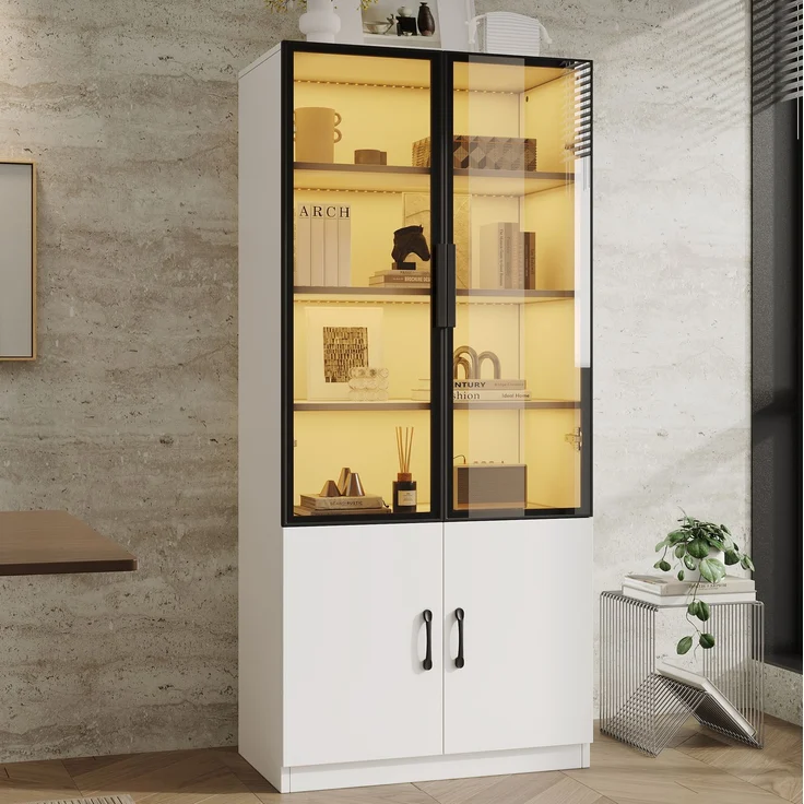 Vitrine 60x40x160 cm mit Rauchglas, LED-Beleuchtung und Unterschrank – Bild 1