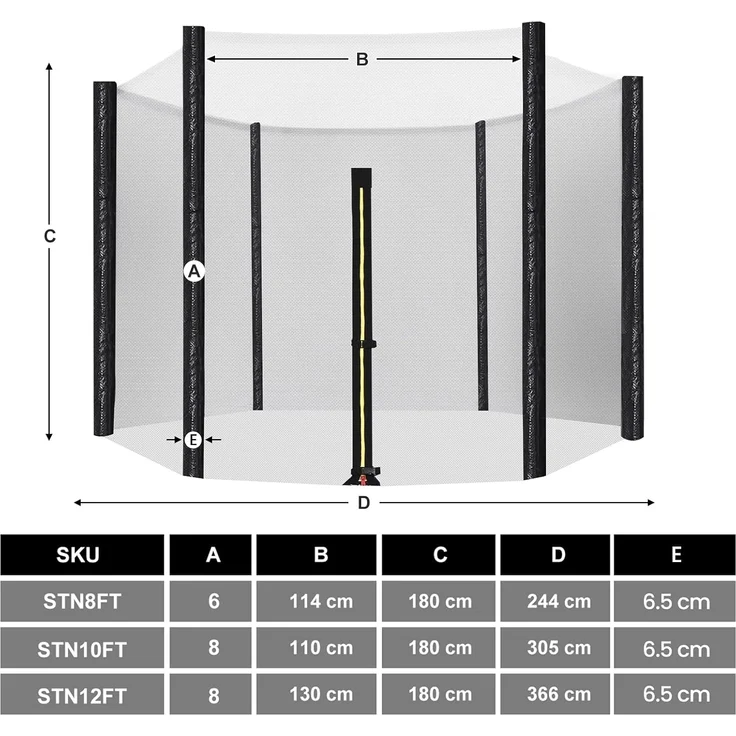 Songmics Sicherheitsnetz für Trampolin, für 6 Stangen, Ø244cm – Bild 4