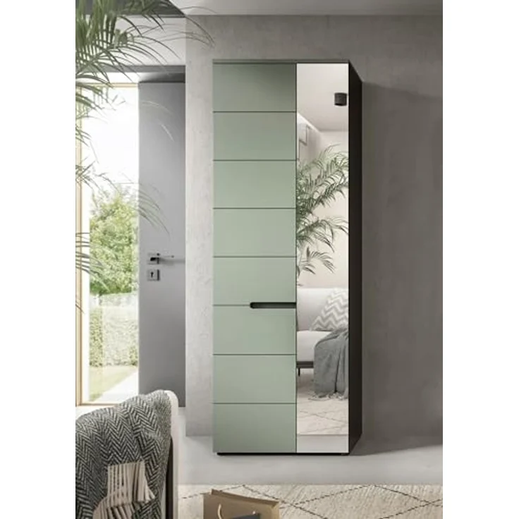 Garderobenschrank >Canu< in Basalt Grau / Smoke Green - 190x65x37cm (BxHxT) – Bild 6