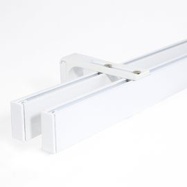 Deco-Raum Gardinenstange Innenlauf eckig, 2-läufig, Wunschmaßlänge, kürzbar, Wandträger, Geschraubt, Metall