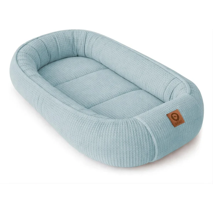 Babynestchen Neugeborene – Babynest aus Waffelpique Baumwolle – Nestchen Baby für Babybett & Kinderbett – Babykokon Tragbar – OEKO-TEX zertifiziert – Zubehör Babybett - Blau Waffelpique