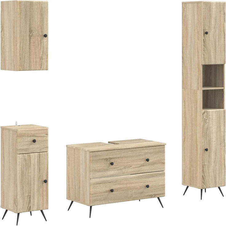 vidaXL 4-teiliges Badezimmer-Schrank-Set BREDA Sonoma-Eiche 3417965 – Bild 2