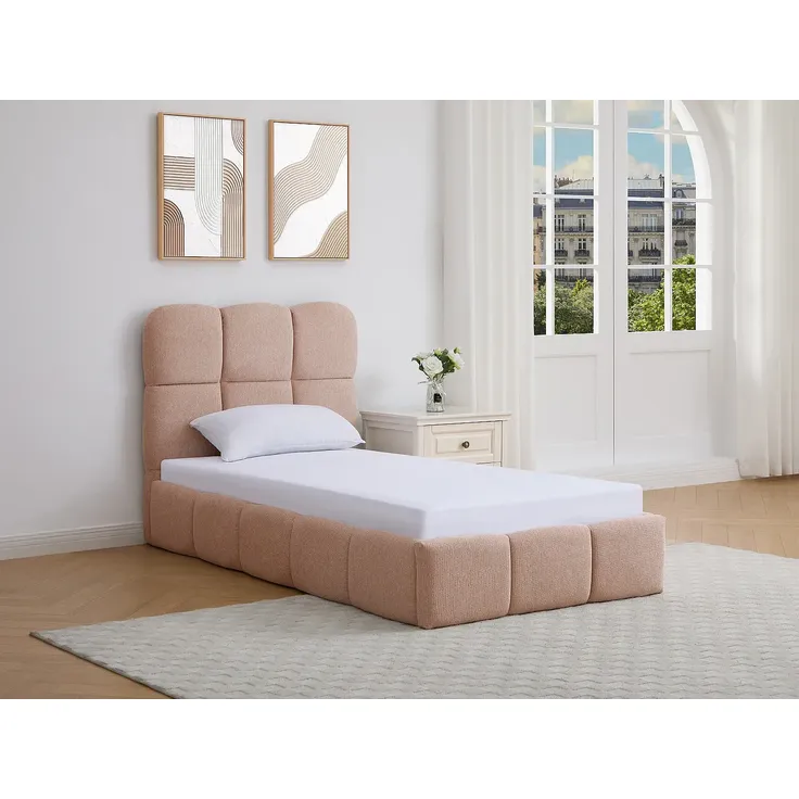 Vente-unique - DILUDO Bett Stoff Puderrosa - B 206,5 cm x H 100 cm x L 101 cm