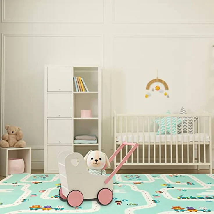 CCLIFE Krabbelmatte Spielmatte Baby Schadstofffrei 196 x 176 x 1 cm Faltbar Spielunterlage Spielteppich Groß Rutschfest Beidseitig Tragbar Wasserdicht für Innen Außen Bunt – Bild 9
