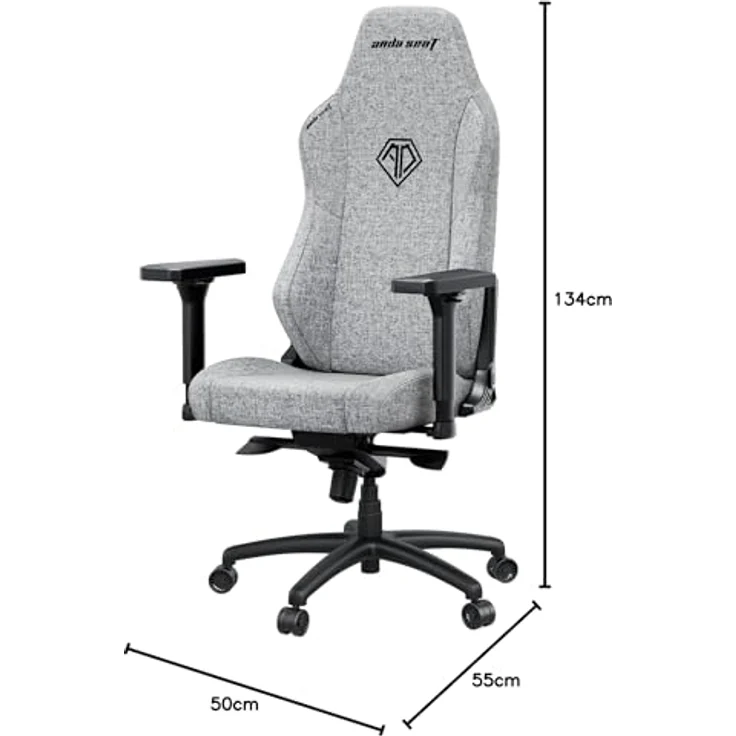 Anda Seat Phantom 3 Gaming Stuhl Ergonomisch - XL Gamerstuhle für Erwachsene mit 4D-Armlehnen, Leinenstoff, Nacken- und Lendenwirbelstütze, Schreibtischstuhl und Gamer Stuhl Grau – Bild 3